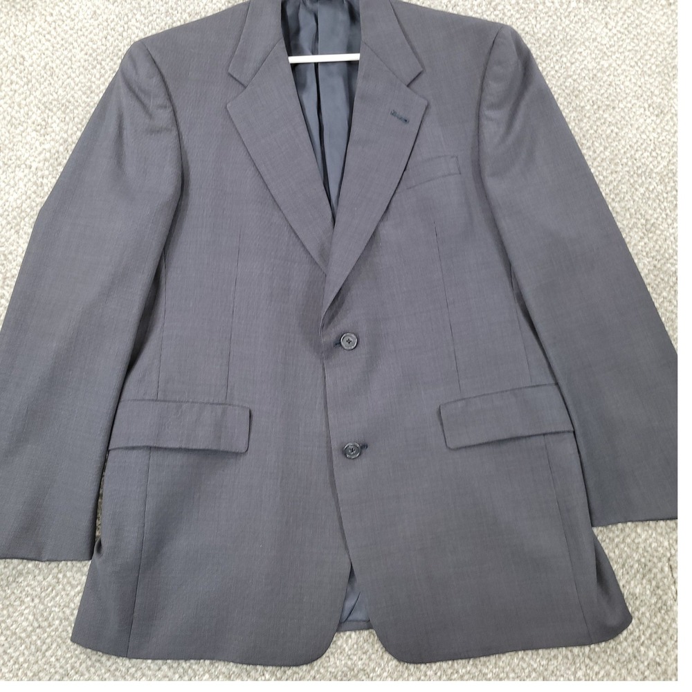 Hart Schaffner Marx Mens 40R Wool Blazer Charcoal Gray Blue‎ Sport Coat Jacket